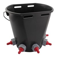 Lämmereimer, 9 Liter, mit 5 Saugstellen, komplett mit Sauger, Ventil, Kunststoffhalterung